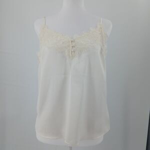 Abercrombie & Fitch Cami Tank Top Womens M Cream Lace Trim Classic Minimalist